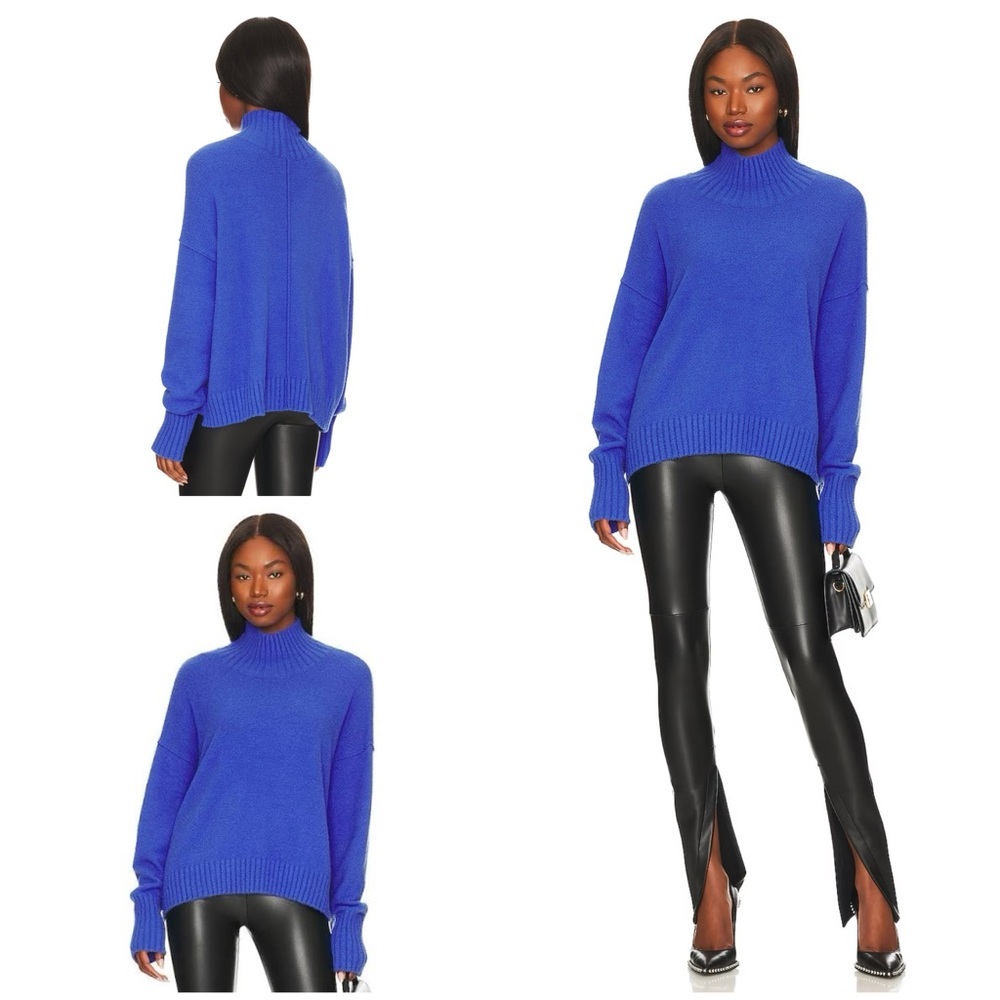 Free People Mazarine Vancouver Soft Fuzzy Electric Blue Turtleneck Sweater L​